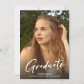 フォトスクモダンリプト青キャップパーティーの卒業 招待状 (正面)