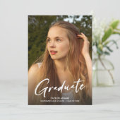 フォトスクモダンリプト青キャップパーティーの卒業 招待状 (スタンド正面)