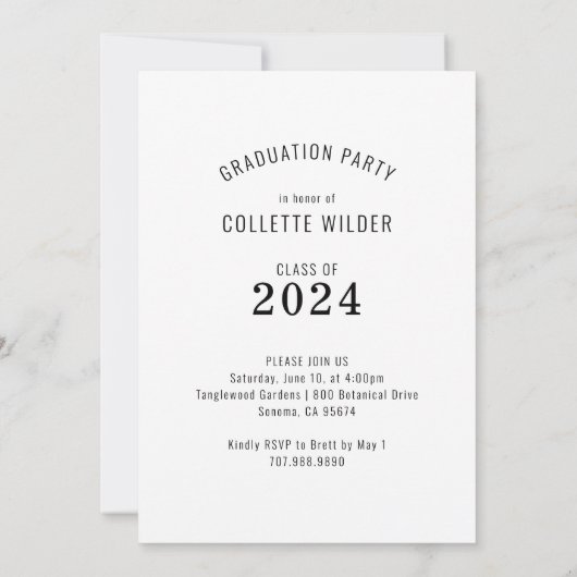 フォトスクリプエレガントトオーバーレイ卒業パーティー2024 招待状 (裏面)