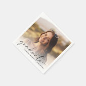 フォトスクリプエレガントトオーバーレイ卒業パーティー スタンダードカクテルナプキン (角)