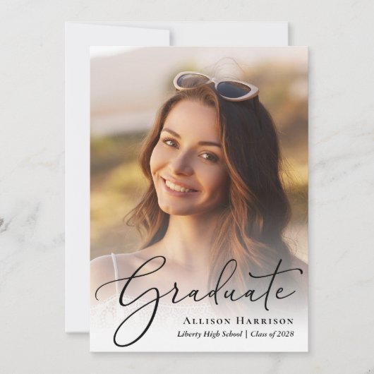 フォトスクリプエレガントトオーバーレイ卒業パーティー 招待状 (正面)