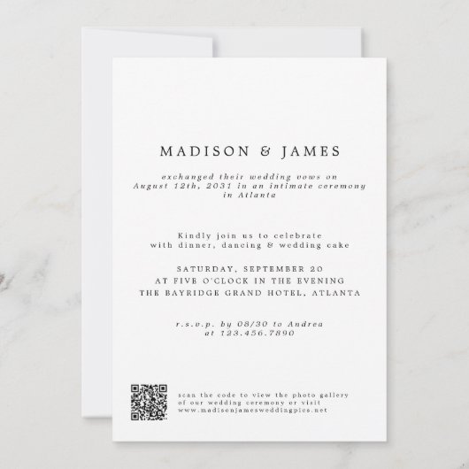 フォトスクリプトの後にQRコードが幸せに結婚なる 案内状 (裏面)