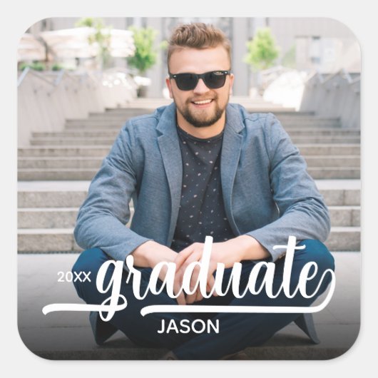 フォトスクリプトはっきりした大学院生 スクエアシール (正面)