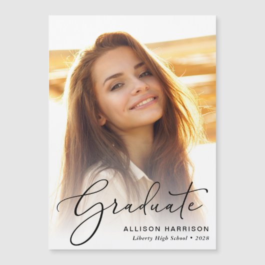 フォトスクリプトエレガントの卒業 マグネット招待状 (正面)