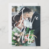 フォトスクリプトエレガントウェディング日付の保存招待状 セーブザデート (正面)