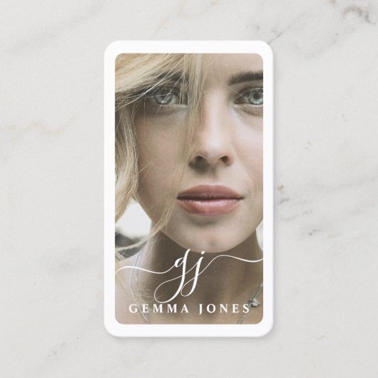 フォトスクリプトエレガント書道モノグラム 名刺 (正面)