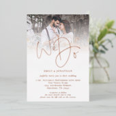 フォトスクリプトオーバーレイ結婚QRコード実在 箔招待状 (立ち正面)