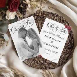 フォトスクリプトタイポグラフィレッドローズ セーブザデート