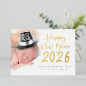 フォトスクリプトハッピーニューイヤー2026カレンダー実在 箔シーズンカード (立ち正面)