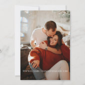 フォトスクリプトホワイトフローラウェディング日付の保存 招待状 (裏面)