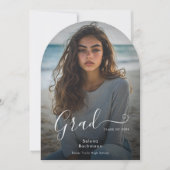 フォトスクリプトモダンの卒業式のアーチ発表 招待状 (正面)