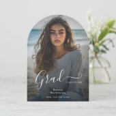 フォトスクリプトモダンの卒業式のアーチ発表 招待状 (スタンド正面)