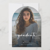 フォトスクリプトモダンの卒業式のアーチ発表 招待状 (正面)