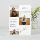 フォトスクリプトモダンの3つ追加の卒業招待状 招待状 (スタンド正面)