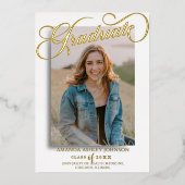 フォトスクリプト大学院白黒卒業 箔招待状 (正面)