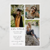 フォトスクリプト大学院白黒卒業 箔招待状 (裏面)