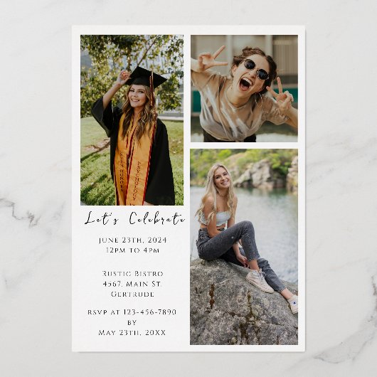 フォトスクリプト大学院白黒卒業 箔招待状 (裏面)