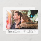 フォトスクリプト婚約カップル日付の保存 ポストカード (正面/裏面)