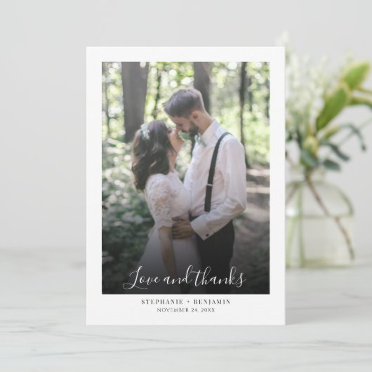 フォトスクリプト手書き結婚の サンキューカード (スタンド正面)