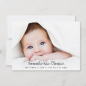 フォトスクリプト新生児の誕生発表カード 招待状 (正面)