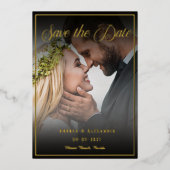 フォトスクリプト日付の保存 箔招待状 (正面)