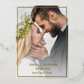 フォトスクリプト日付の保存 箔招待状 (正面)