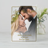 フォトスクリプト日付の保存 箔招待状 (立ち正面)