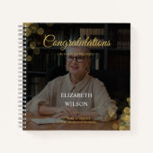 フォトスクリプト退職パーティー金ゴールド紙吹雪ゲスト ノートブック (正面)