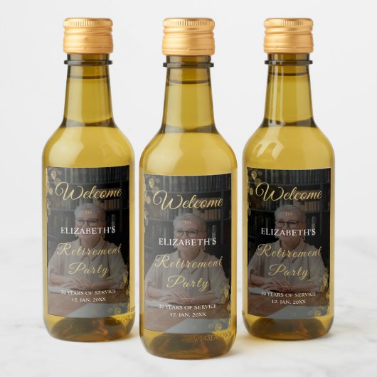 フォトスクリプト退職パーティー金ゴールド紙吹雪 ワインラベル (ボトル)