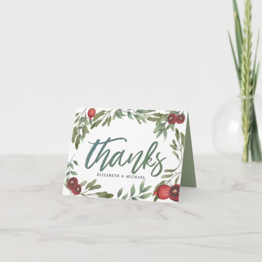 フォトスクリプトBurgundy モダン Pomegranate結婚's ノートカード (正面)