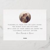 フォトスクリプミニマルトを追加モダン白ありがとう 箔シーズンカード (裏面)