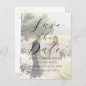 フォトスクリプモダントの追加エレガント日付の保存 ポストカード (正面/裏面)