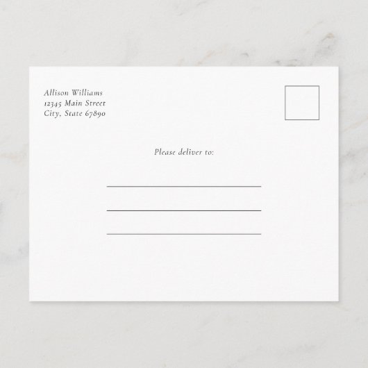 フォトスクリプモダントの追加エレガント日付の保存 ポストカード (裏面)