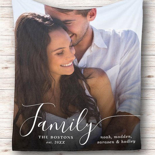 フォトスクリプモダントカップル家族の愛の名前の日付 シェルパブランケット