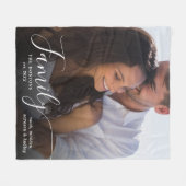 フォトスクリプモダントカップル家族の愛の名前の日付 フリースブランケット (正面(横))