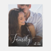 フォトスクリプモダントカップル家族の愛イニシャル フリースブランケット (正面)