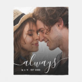 フォトスクリプモダントカップル常に家族 フリースブランケット (正面)