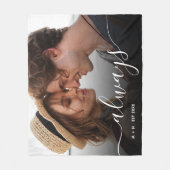 フォトスクリプモダントカップル常に家族 フリースブランケット (正面)