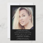 フォトスクリプモダントブラック卒業パーティー 招待状 (裏面)