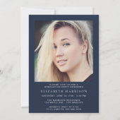 フォトスクリプモダントブルー卒業パーティー 招待状 (裏面)