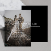 フォトスクリプモダントモノグラムエレガントな結婚式 招待状