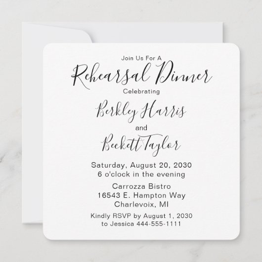 フォトスクリプモダントリハーサルディナー招待状 招待状 (裏面)