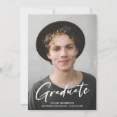 フォトスクリプモダント赤キャップパーティーの卒業 招待状 (正面)