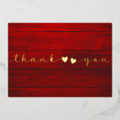 フォトスクリプ素朴トを追加モダン赤い木材ありがとう 箔シーズンカード (正面)