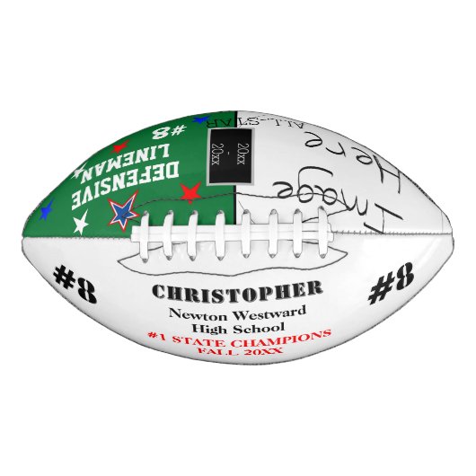 フォトスクールチャンピオンズグリーンホワイト名 アメリカンフットボール (正面)