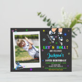 フォトスケートで滑る誕生日の招待ローラーパーティー 招待状 (スタンド正面)