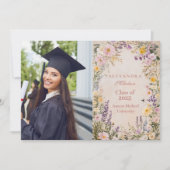 フォトスタイリッシュワイルドフラワー牧草地庭園卒業 案内状 (正面)