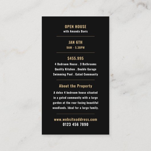 フォトスタイル不動産仲介業者オープンハ広告ウスのカード 名刺 (裏面)