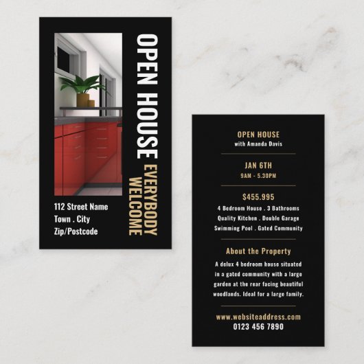 フォトスタイル不動産仲介業者オープンハ広告ウスのカード 名刺 (正面/裏面)