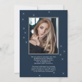 フォトスターきらめくレトロネイビーブルー卒業 案内状 (裏面)